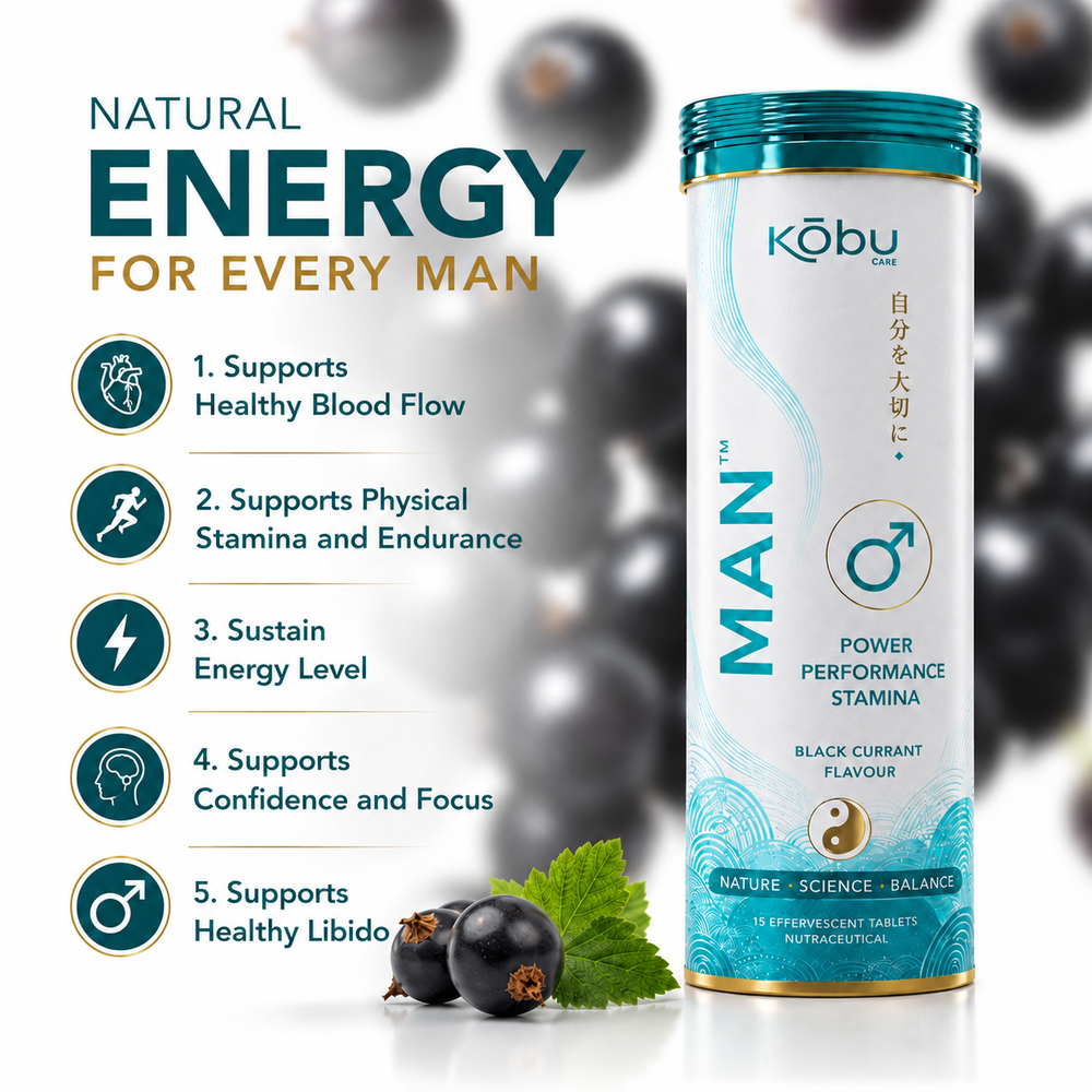 Kōbu Care MAN™ Black Currant Flavour Effervescent Tablets